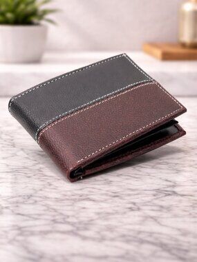 Mens Bifold Vegan Leather Wallet in Gift Box